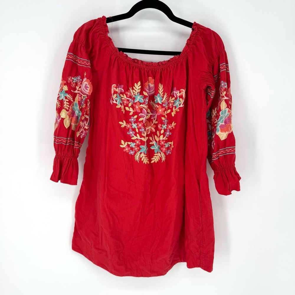 Free People Red Embroidered Midi Dress - Picture 3 of 10
